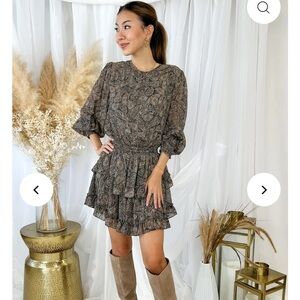 Misa Los Angeles Paisley Mini Dress in Black and Gray xs